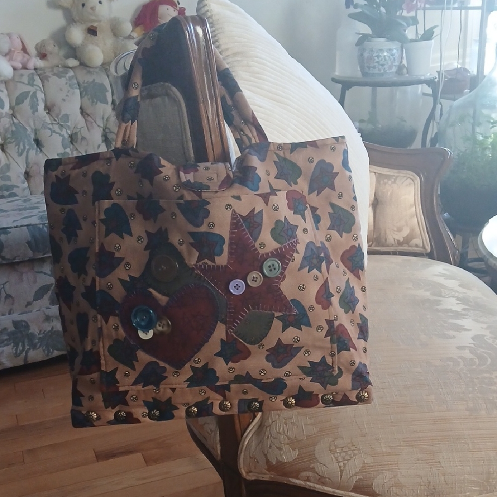 Handmade Artistic Leaf Pattern Tote Bag